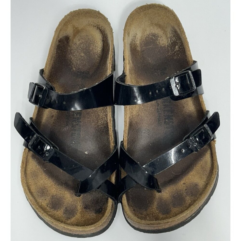 Birkenstock Nayari Toe Loop Sandals Women’s 36 US 5-5.5 Black Patent Leather - Picture 4 of 8